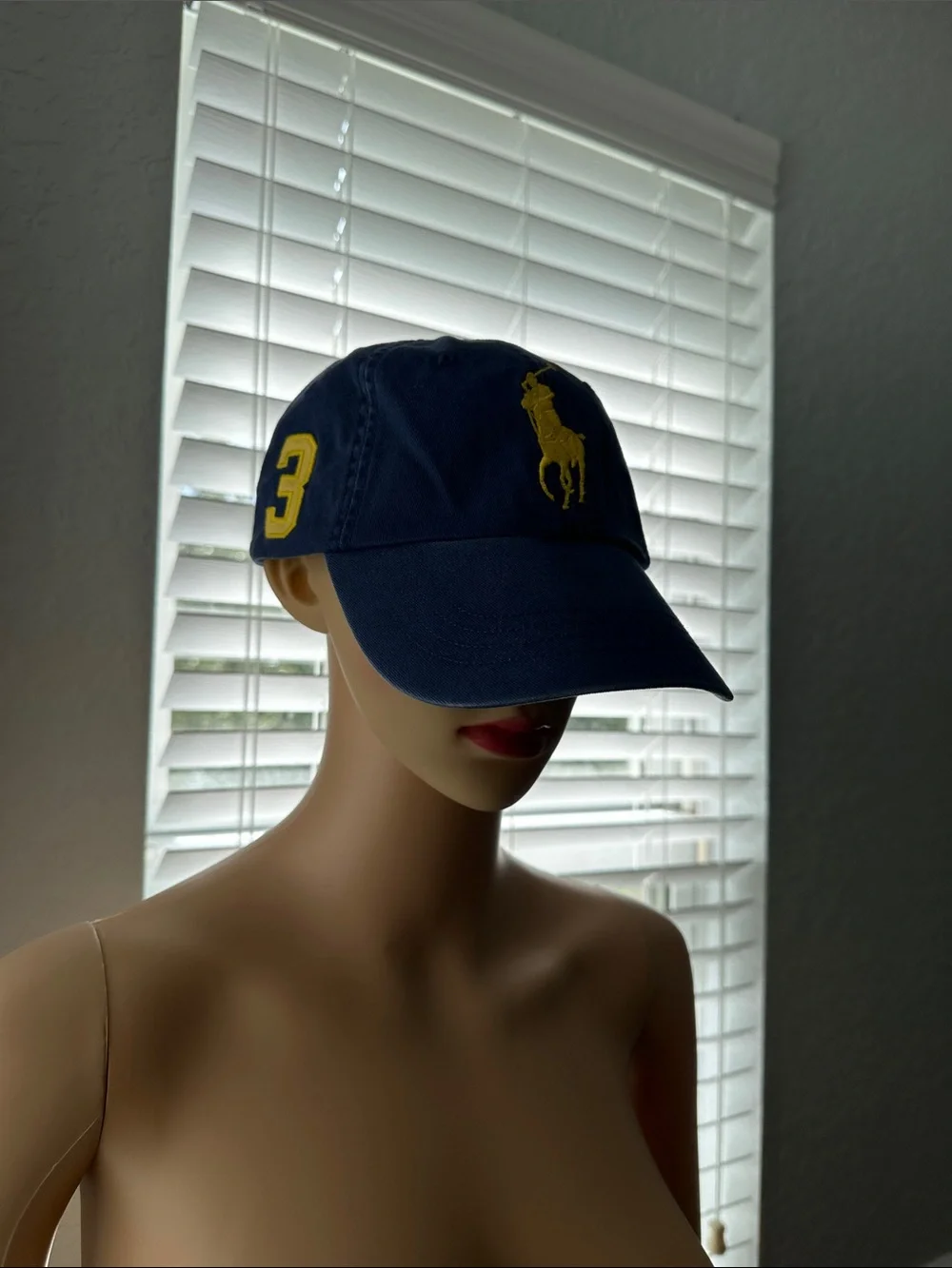 Polo by Ralph Lauren Navy Hat with Yellow Pony & 3 Patch
